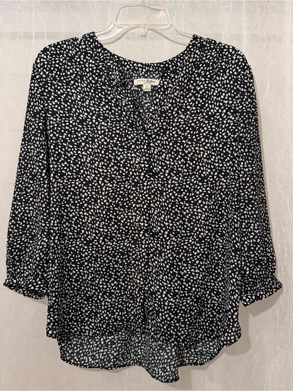 Jachs Black and White Printed V-Neck Blouse